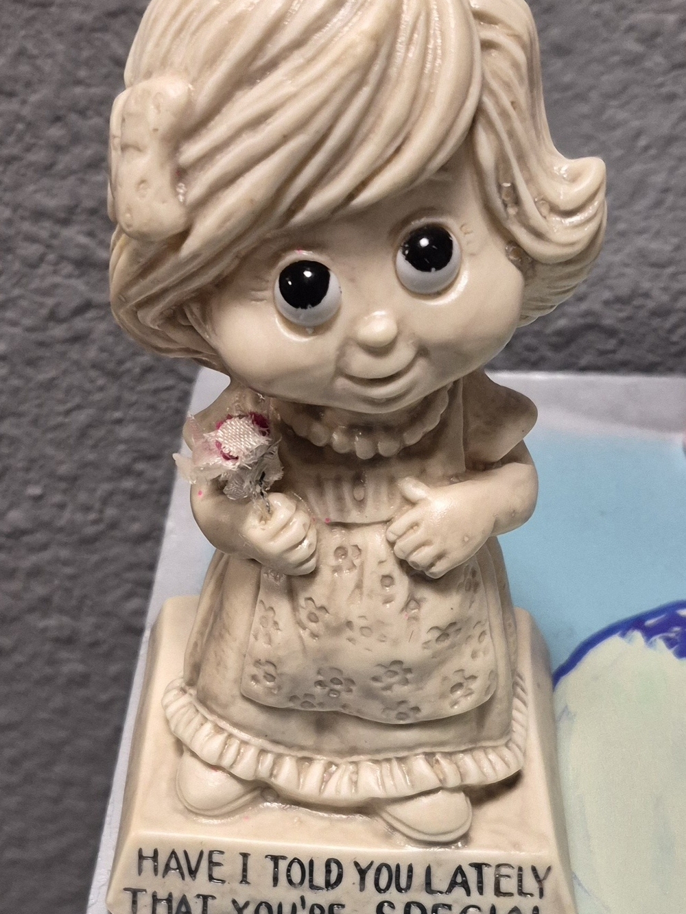 Vintage Cream Ceramic Girl Figurine with Pink Accent
